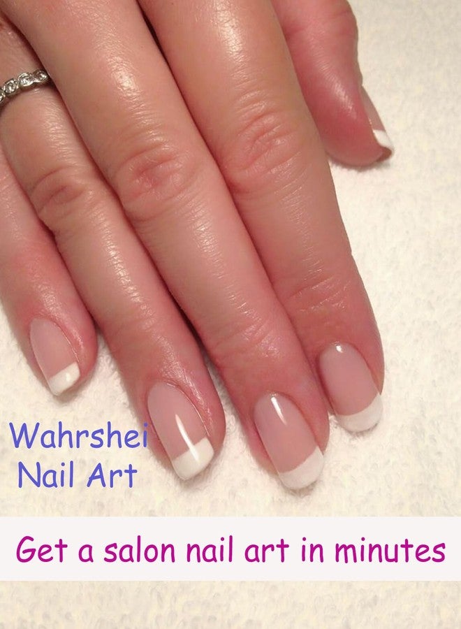 Wahrshei Gel Nail Strips No UV, Classic French, UV Free, Long Lasting Gel Stickers - Contains 22 Wraps, 1 Prep Pad, 1 File - Image 3